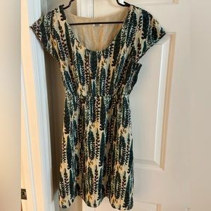 Women’s 100% Silk Fossil Botanical Print Dress